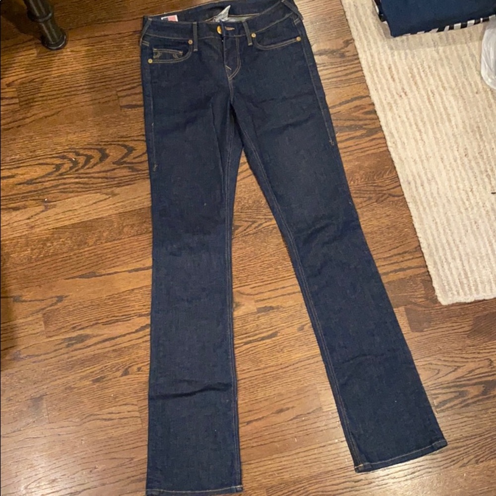 Dark wash slight flare Jean